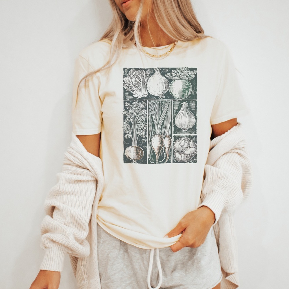 Botanical Garden Graphic Tee Vintage Vegetable Illustration Natural